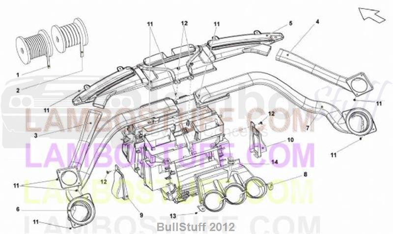 2009 Lamborghini GALLARDO LP 560-4 COUPE USA DASHBOARD AIR PIPE (815.01.00)
